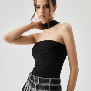 Solid Halter Top in Elegant Black